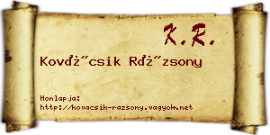 Kovácsik Rázsony névjegykártya